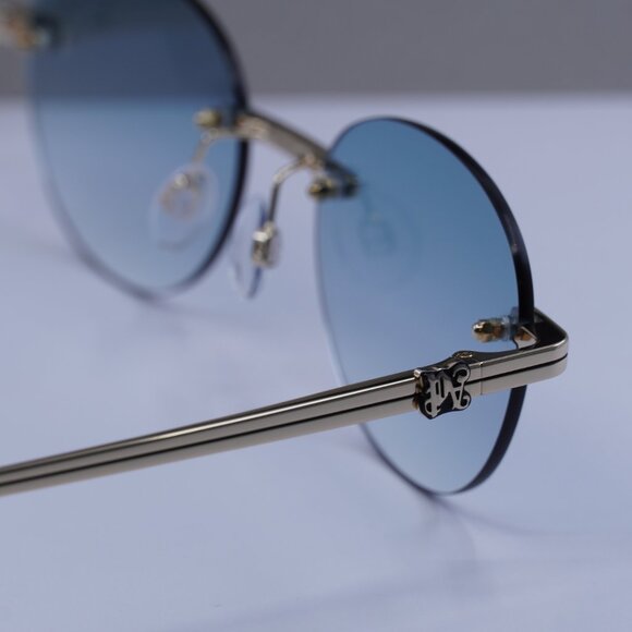 Palm Angels PERI10H CRYSTAL 7644 Oval Sunglasses - Gold/Blue Gradient - Picture 9 of 10